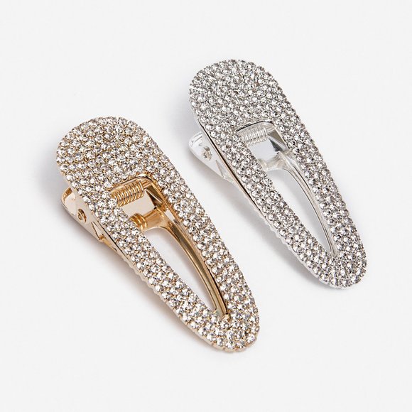 Accessories - NEW! 2.5" Sparkly Gold and Silver Hair Clips